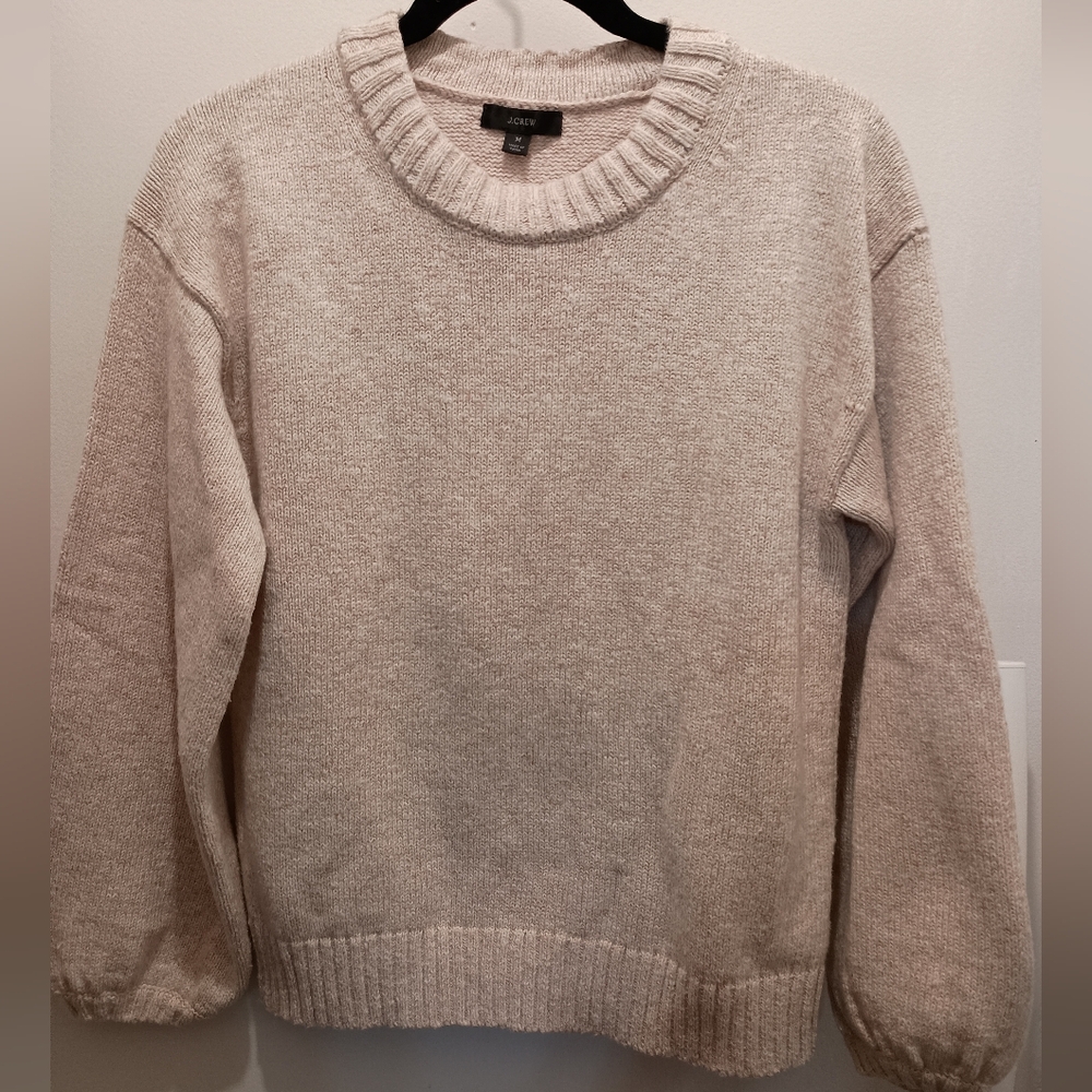 J. Crew, puff sleeve, crew neck sweater. Size medium